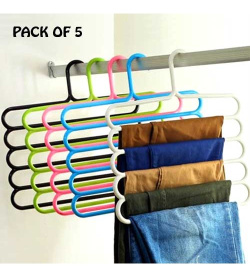 5 Pcs Plastic 5 Layers Clothes Towel Hanger